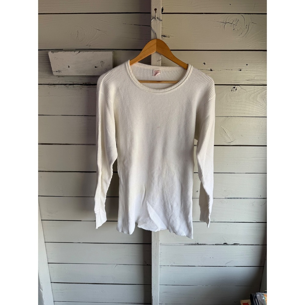 Vintage J.E. Morgan Working Johns Thermal Shirt XL White Cotton Waffle Knit USA